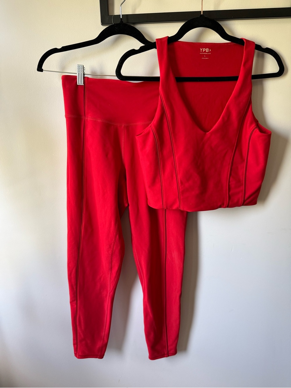 VPB Red V-Neck High-Rise Leggings & Crop Top Set